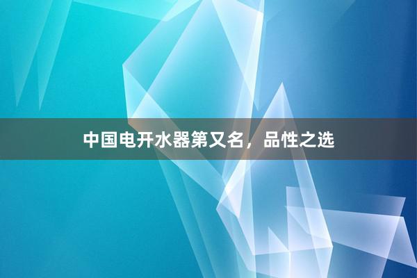 中国电开水器第又名，品性之选