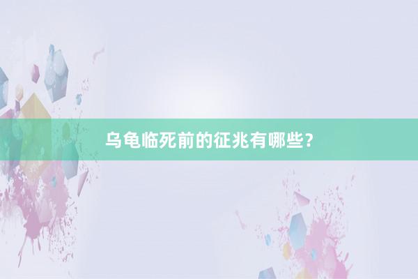 乌龟临死前的征兆有哪些？