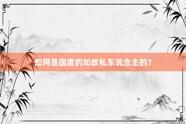 知网是国度的如故私东说念主的？