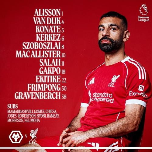 利物浦vs卡拉巴赫首发：萨拉赫领衔，加克波、埃基蒂克登场